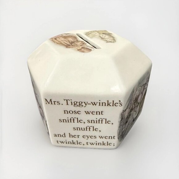 Vintage Wedgwood Beatrix Potter Mrs. Tiggy-Winkle Porcelain Coin Bank - Picture 4 of 9
